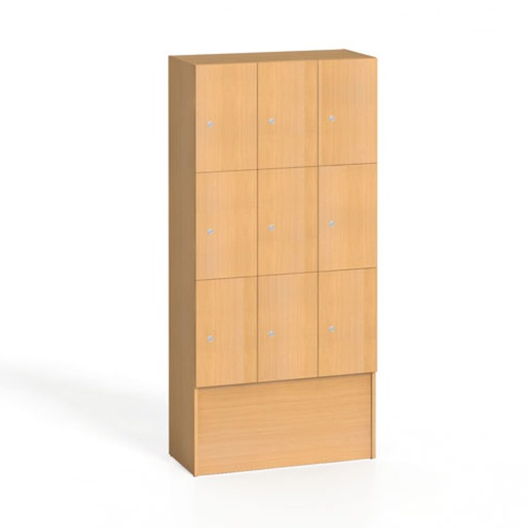 Dřevěná skříňka s úložnými boxy, 9 boxů