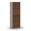 Dřevěná šatní skříňka s úložnými boxy, 4 boxy, RFID zámek, šedá/ořech