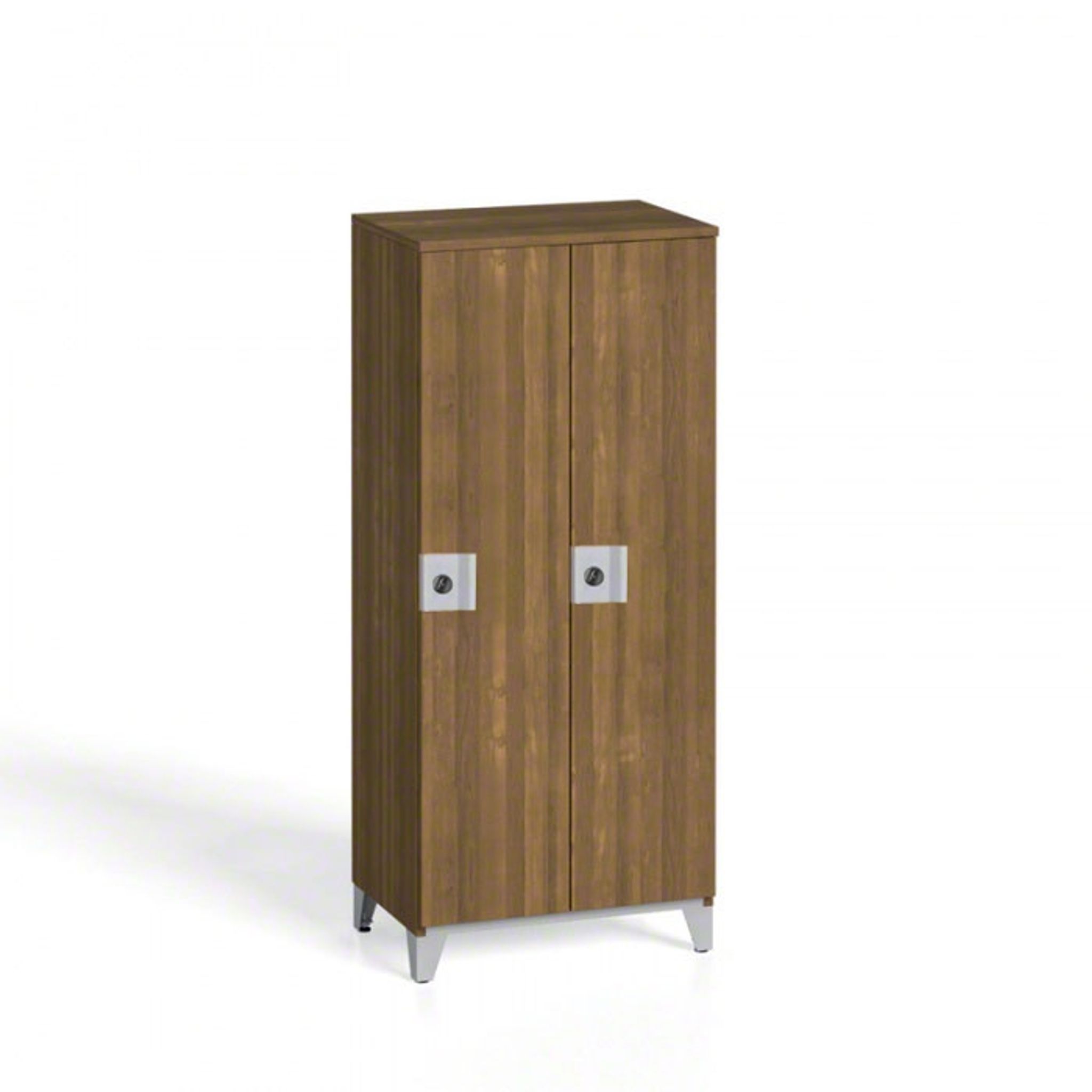 Dřevěná šatní skříňka S4 na nohách, 2 oddíly, 1400 x 600 x 400 mm, demont, otočný zámek