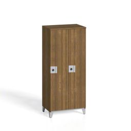 Dřevěná šatní skříňka S4 na nohách, 2 oddíly, 1400 x 600 x 400 mm, demont, otočný zámek, ořech