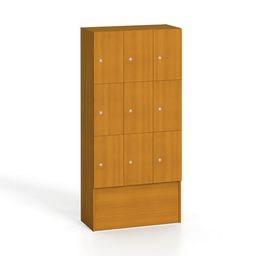 Dřevěná šatní skříňka S5 s odkládacími boxy, 9 boxů, 1700 x 900 x 420 mm, cylindrický zámek, třešeň