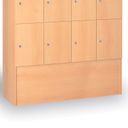 Drevená šatníková skrinka s odkladacími boxami, 12 boxov, 1700 x 1200 x 420 mm, cylindrický zámok, buk