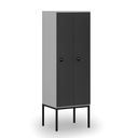 Drevená šatníková skrinka s podnožou, 2 oddiely, 1871 x 600 x 500 mm, demont, RFID zámok, sivá/grafit