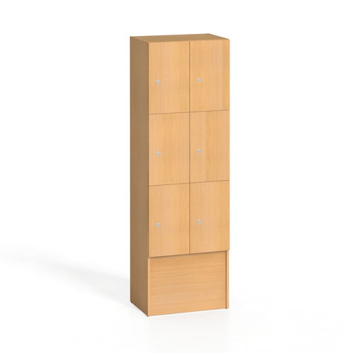 Fotografia produktu: Drevená šatníková skrinka S5 s odkladacími boxami, 6 boxov, 1700 x 600 x 420 mm, cylindrický zámok, buk