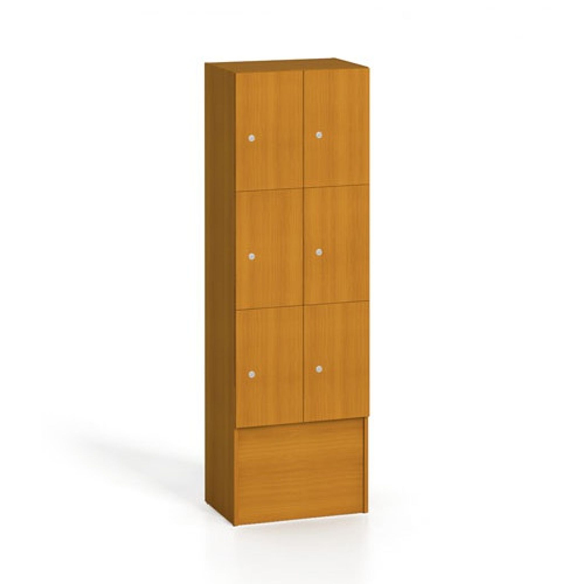 Drevená šatníková skrinka S5 s odkladacími boxami, 6 boxov, 1700 x 600 x 420 mm, cylindrický zámok, čerešňa