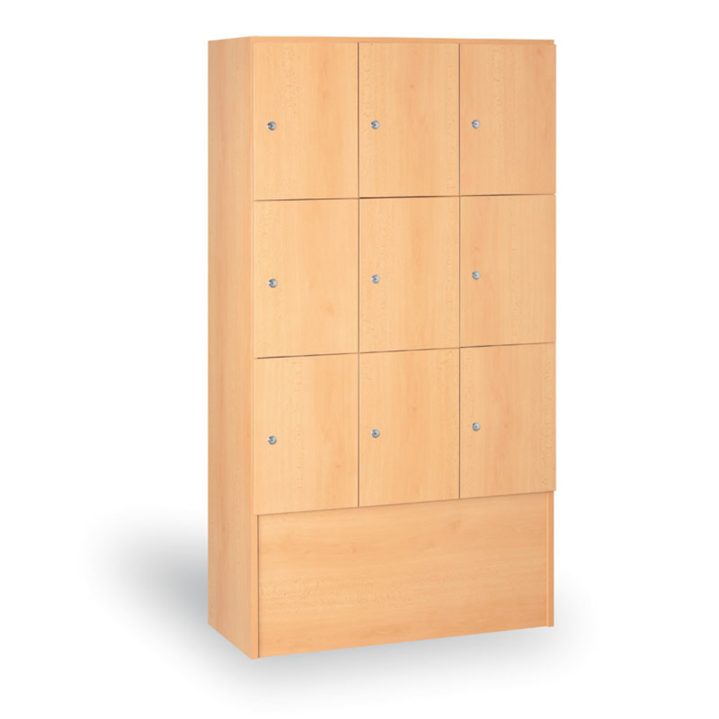 Fotografia produktu: Drevená šatníková skrinka S5 s odkladacími boxami, 9 boxov, 1700 x 900 x 420 mm, cylindrický zámok, buk