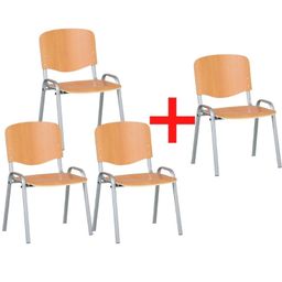 Dřevěná židle ISO 3+1 ZDARMA, buk, konstrukce šedá, nosnost 120 kg