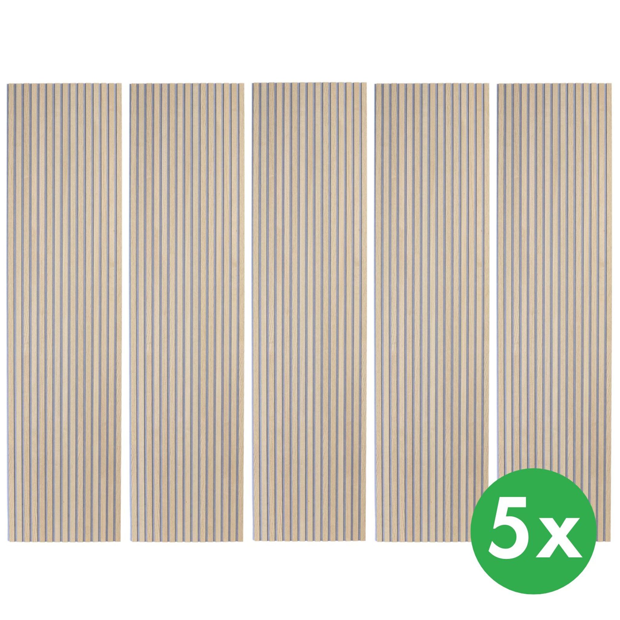 Dřevěný akustický panel, 2400 x 600 mm, B2BP003, balení 5 ks, dub