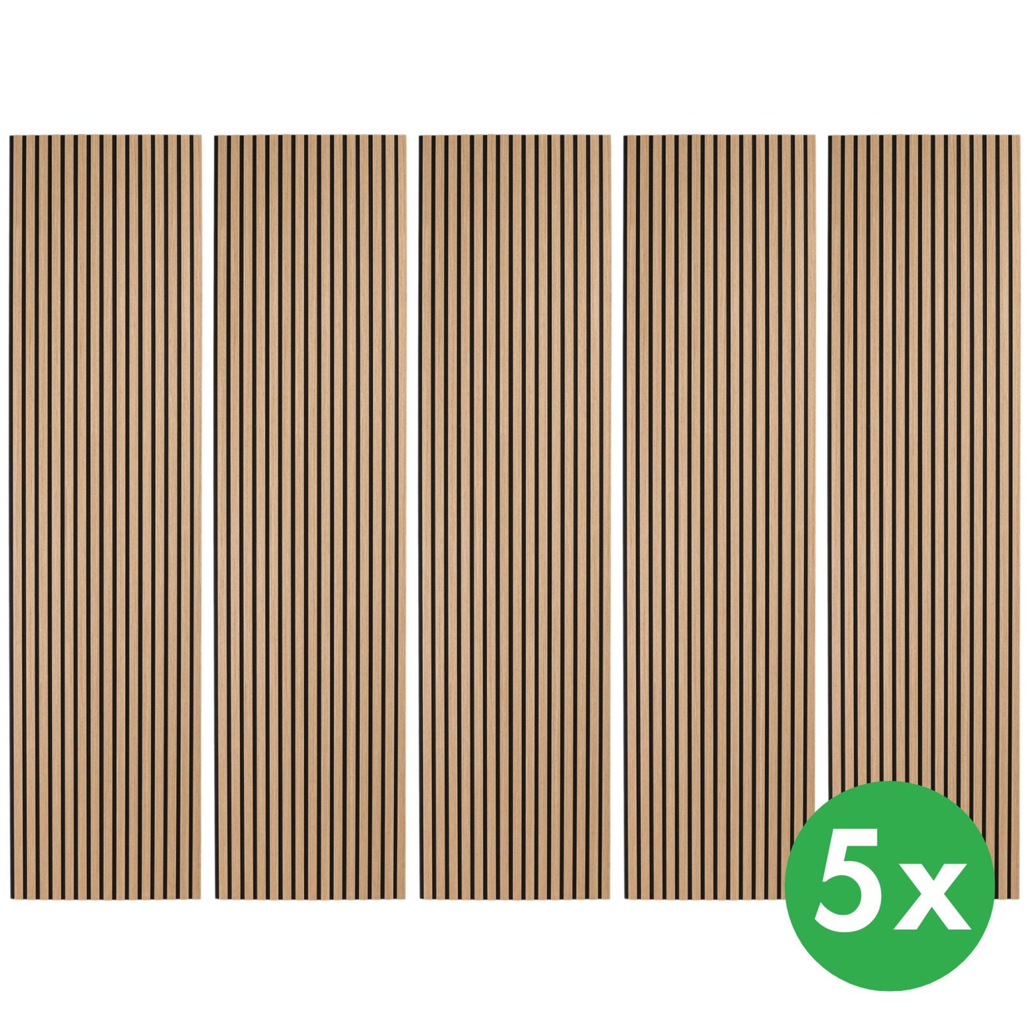 Dřevěný akustický panel, 2400 x 600 mm, B2BP004, balení 5 ks, dub