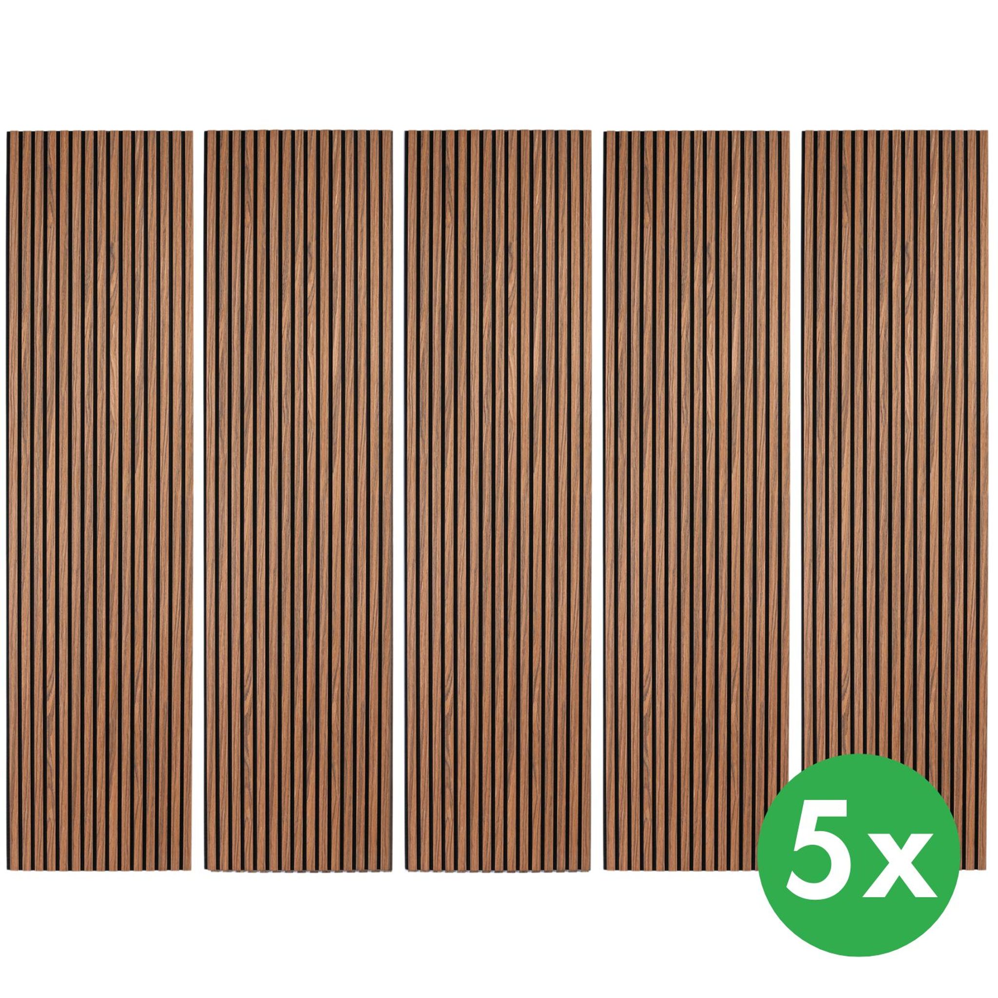 Dřevěný akustický panel, 2400 x 600 mm, B2BP010, balení 5 ks, zlatý teak