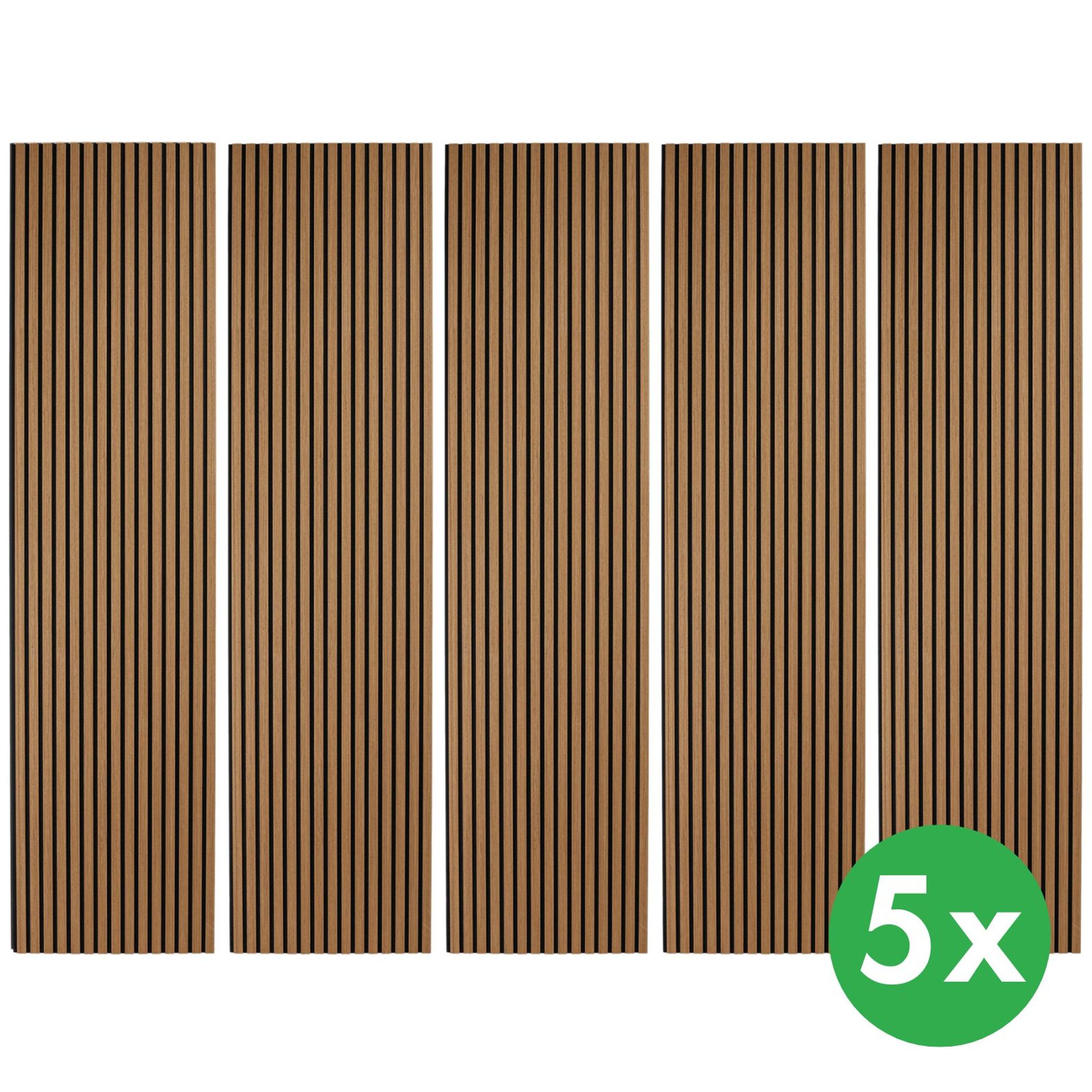 Dřevěný akustický panel, 2400 x 600 mm, B2BP012, balení 5 ks, dub koňakový