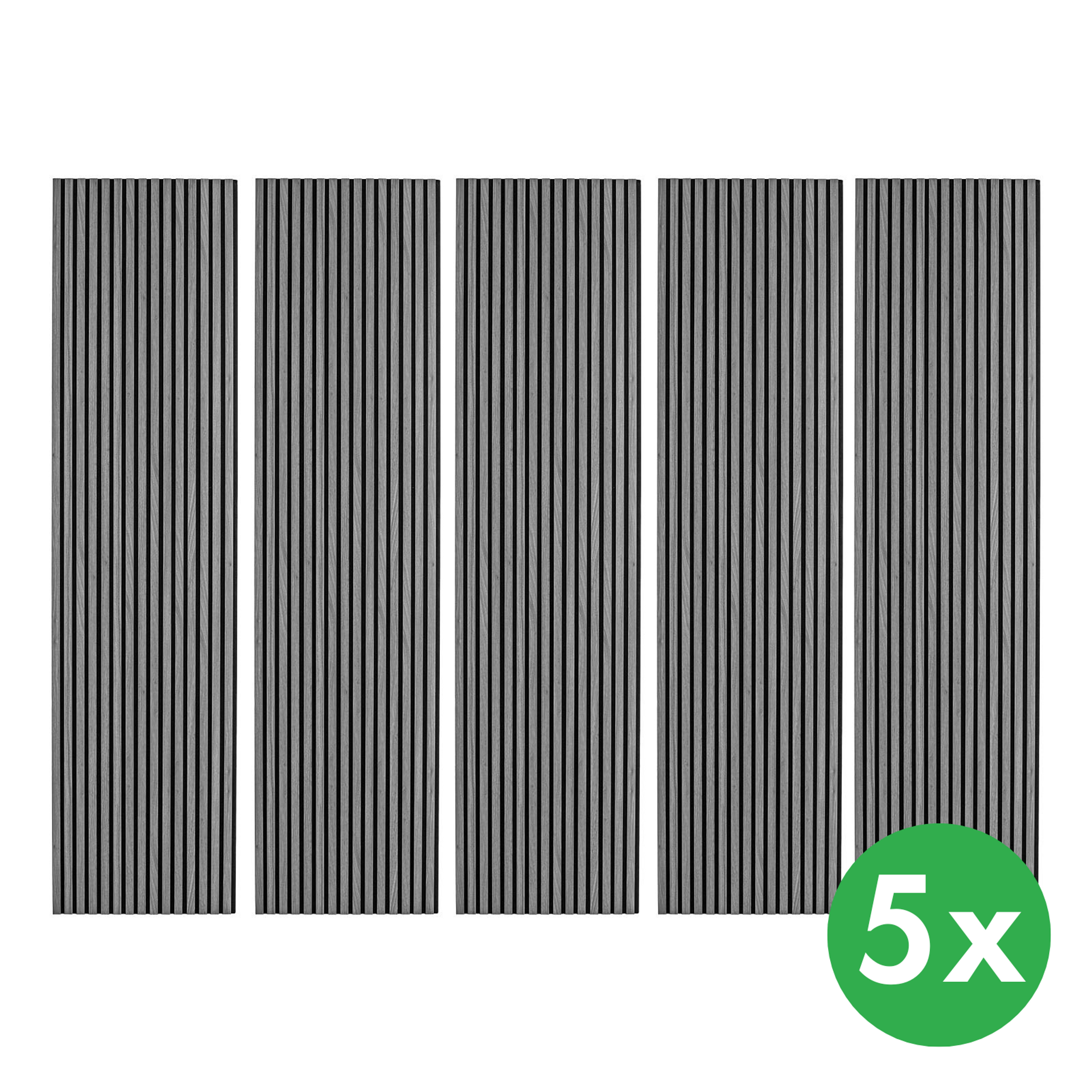 Drevený akustický panel, 2400 x 600 mm, čierny podklad, balenie 5 ks, dub grafitový