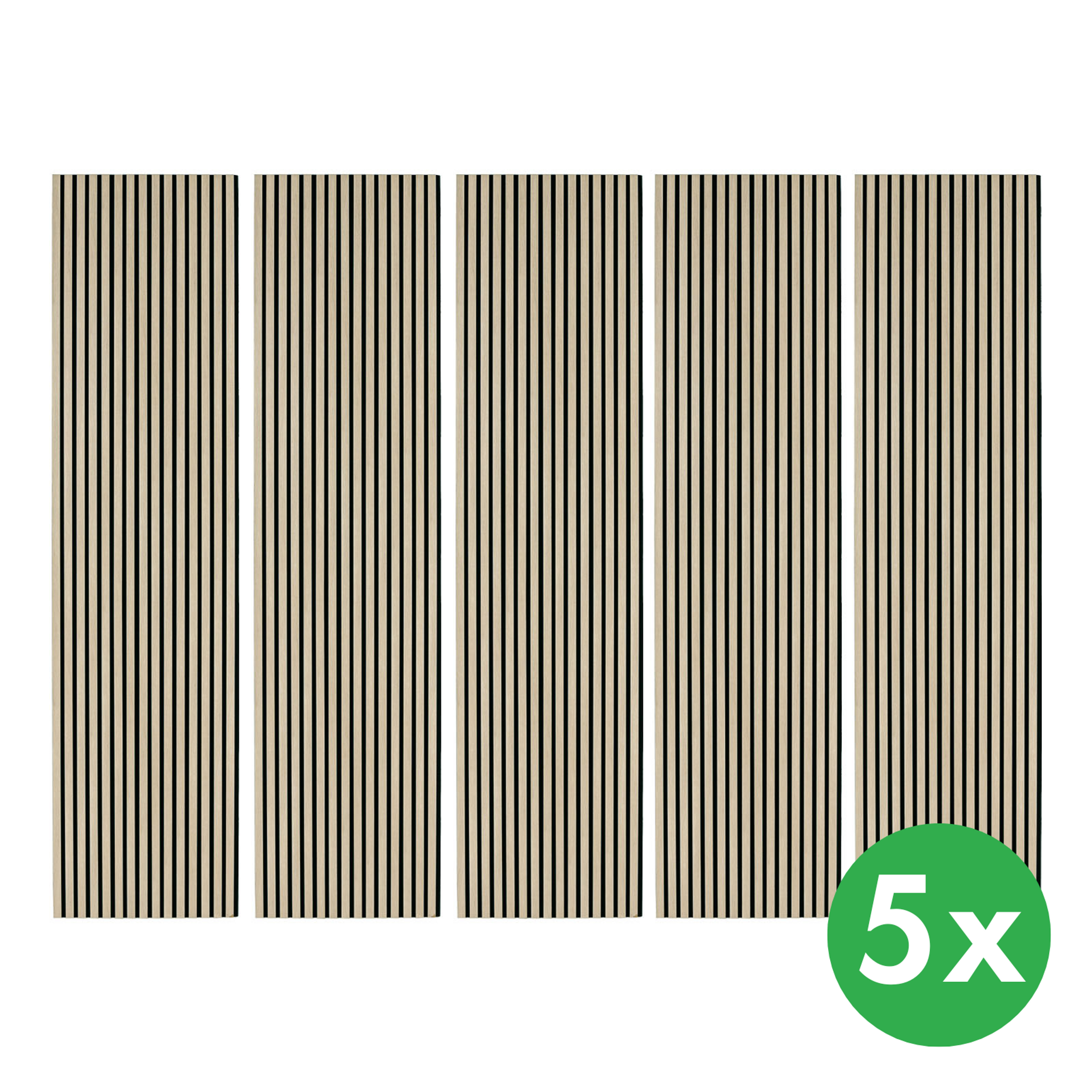 Drevený akustický panel, 2400 x 600 mm, čierny podklad, balenie 5 ks, dub morený