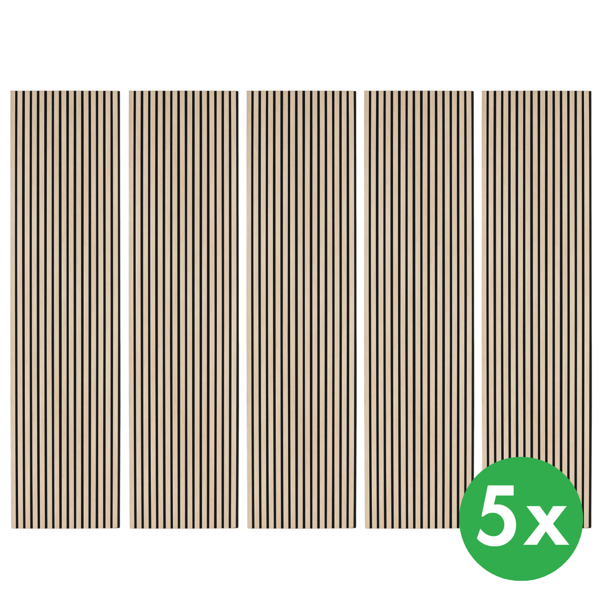 Drevený akustický panel, 2400 x 600 mm, čierny podklad, balenie 5 ks, dub sonoma