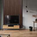 Drevený akustický panel, 2400 x 600 mm, čierny podklad, balenie 5 ks, orech