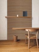 Drevený akustický panel, 2400 x 600 mm, čierny podklad, dub sonoma