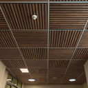 Dřevěný akustický panel pro stropní rastrovou konstrukci, 595 x 595 mm, B2BP007, balení 4 ks, ořech