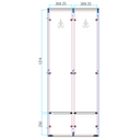 Drewniana szafa ubraniowa S4 z ławką, 2-drzwiowa, 1871 x 600 x 500/800 mm, demontaż, zamek cylindryczny, szary/buk