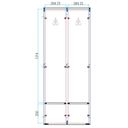 Drewniana szafa ubraniowa S4 z ławką, 4-drzwiowa, 1871 x 1200 x 500/800 mm, demontaż, zamek cylindryczny, szary/orzech