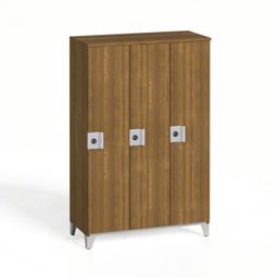 Drewniana szafka ubraniowa, 3-drzwiowa, 1400 x 900 x 400 mm, demontaż, zamek obrotowy, orzech