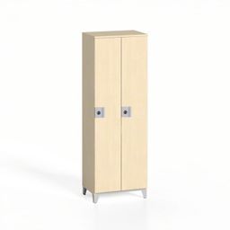 Drewniana szafka ubraniowa na nogach, 2-drzwiowa, 1750 x 600 x 400 mm, demontaż, zamek obrotowy, brzoza