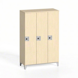 Drewniana szafka ubraniowa S4, 3-drzwiowa, 1400 x 900 x 400 mm, demontaż, zamek obrotowy, brzoza