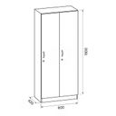 Drewniana szafka ubraniowa S5, 2-drzwiowa, 1900 x 600 x 420 mm, zamek cylindryczny, buk