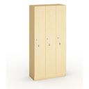 Drewniana szafka ubraniowa S5, 3-drzwiowa, 1900 x 900 x 420 mm, zamek cylindryczny, brzoza