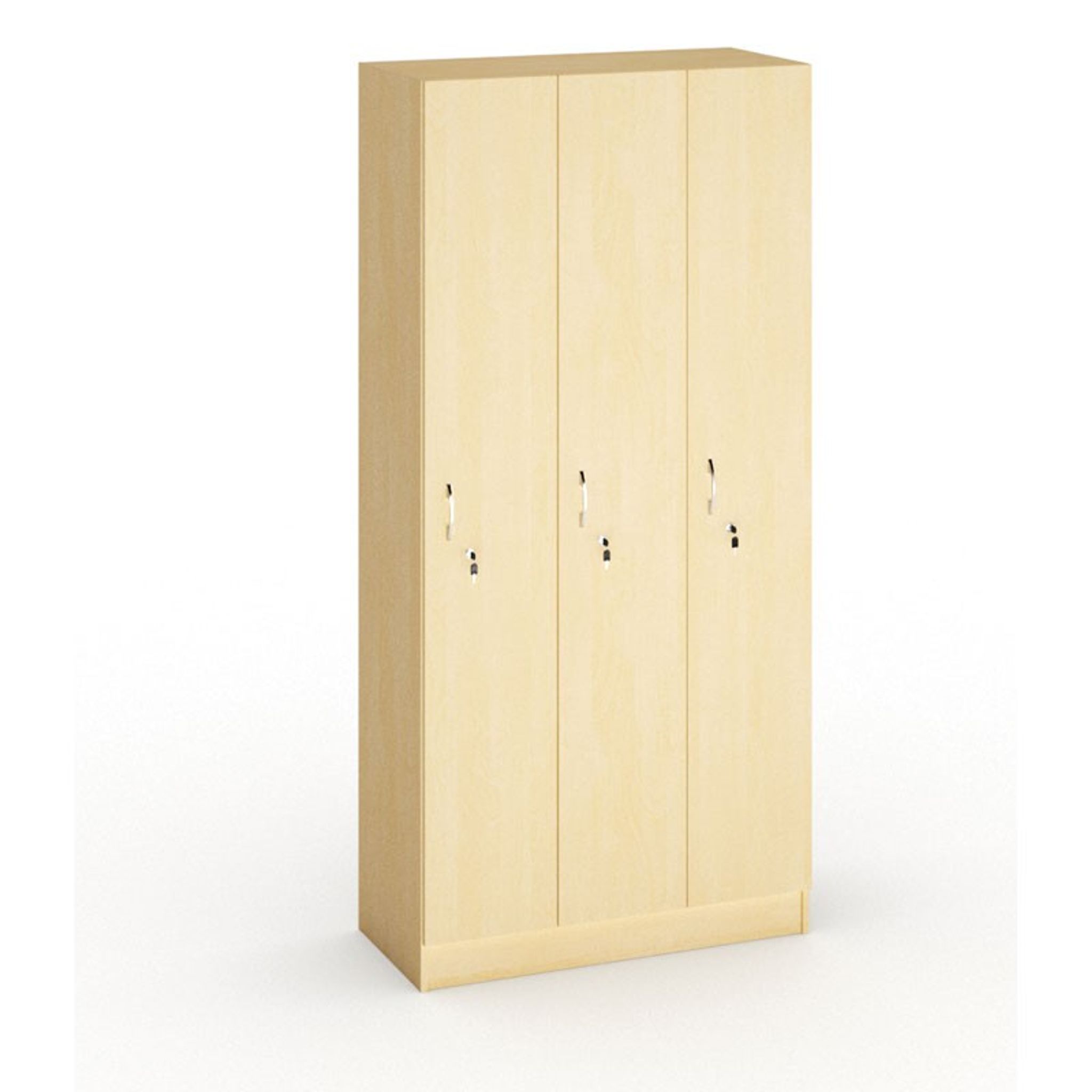 Drewniana szafka ubraniowa S5, 3-drzwiowa, 1900 x 900 x 420 mm, zamek cylindryczny