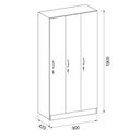 Drewniana szafka ubraniowa S5, 3-drzwiowa, 1900 x 900 x 420 mm, zamek cylindryczny, czereśnia