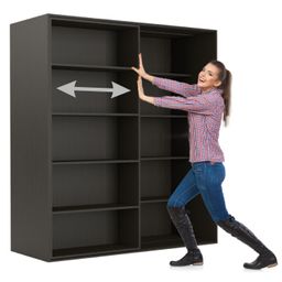 Dvouřadá posuvná knihovna DOUBLE, wenge, 1800 x 700 x 2000 mm