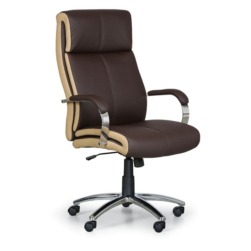 B2B Partner Echtleder-Bürosessel HALF, braun/beige