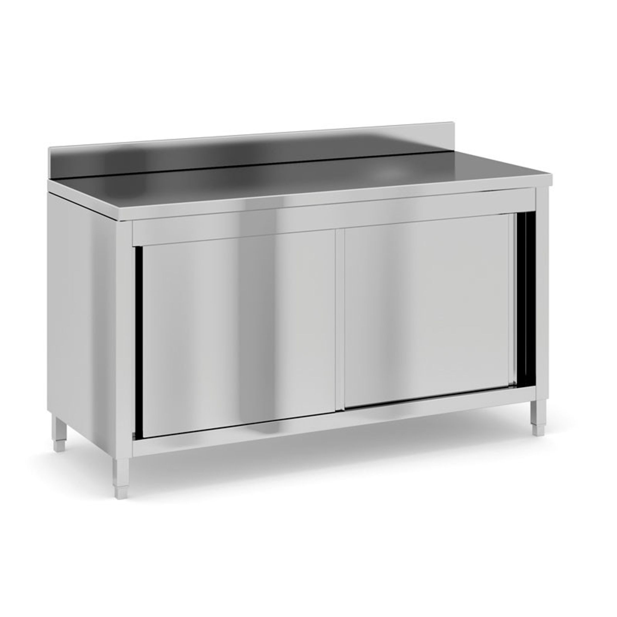 Edelstahl-Arbeitstisch mit Schrank, 1500 x 600 x 850 mm