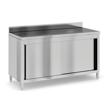 Edelstahl-Arbeitstisch mit Schrank, 1500 x 600 x 850 mm