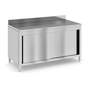 Edelstahl-Arbeitstisch mit Schrank, 1500 x 700 x 850 mm