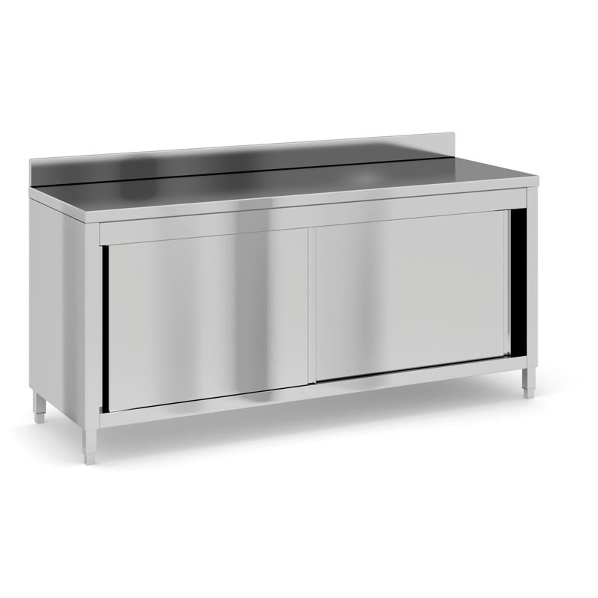 Edelstahl-Arbeitstisch mit Schrank, 1800 x 600 x 850 mm