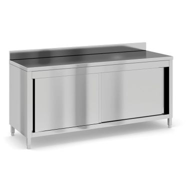 Edelstahl-Arbeitstisch mit Schrank, 1800 x 600 x 850 mm