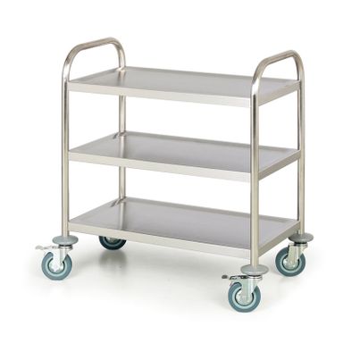Edelstahl-Etagenwagen, 3 Etagen, 680 x 380 mm