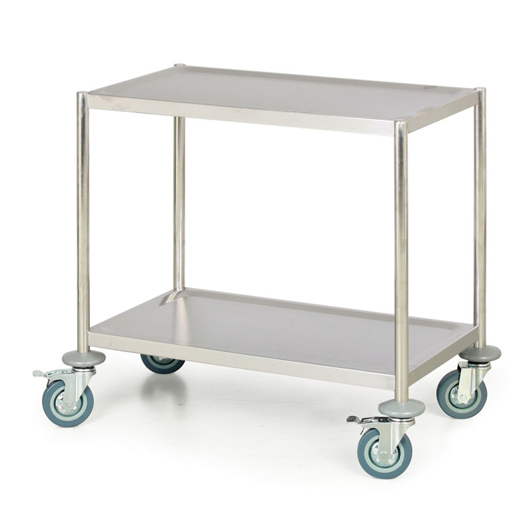 Edelstahl-Tischwagen, 2 Etagen, 675 x 375 mm