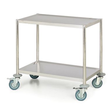 Edelstahl-Tischwagen, 2 Etagen, 675 x 375 mm