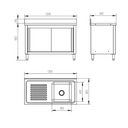 Edelstahl-Waschtisch mit Schrank, 1 Spülbecken, 1200 x 600 x 850 mm