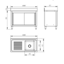 Edelstahl-Waschtisch mit Schrank, 1 Spülbecken, 1600 x 600 x 850 mm