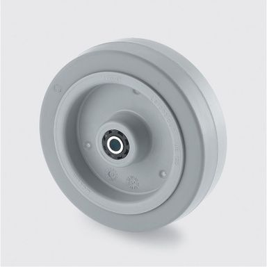 Einzelrad TENTE, Kunststoffscheibe, grauer Gummi, 100 mm, Rollenlager