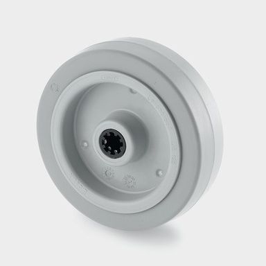 Einzelrad TENTE, Kunststoffscheibe, grauer Gummi, 125 mm, Rollenlager