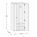 Einzelschließfach FRAME, 2 Abteile, 872 x 450 x 1735 mm, PUSH-lock, Eiche natur