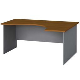 Ergonomický kancelársky písací stôl PRIMO FLEXI, 160x120 cm, pravý, sivá/čerešňa