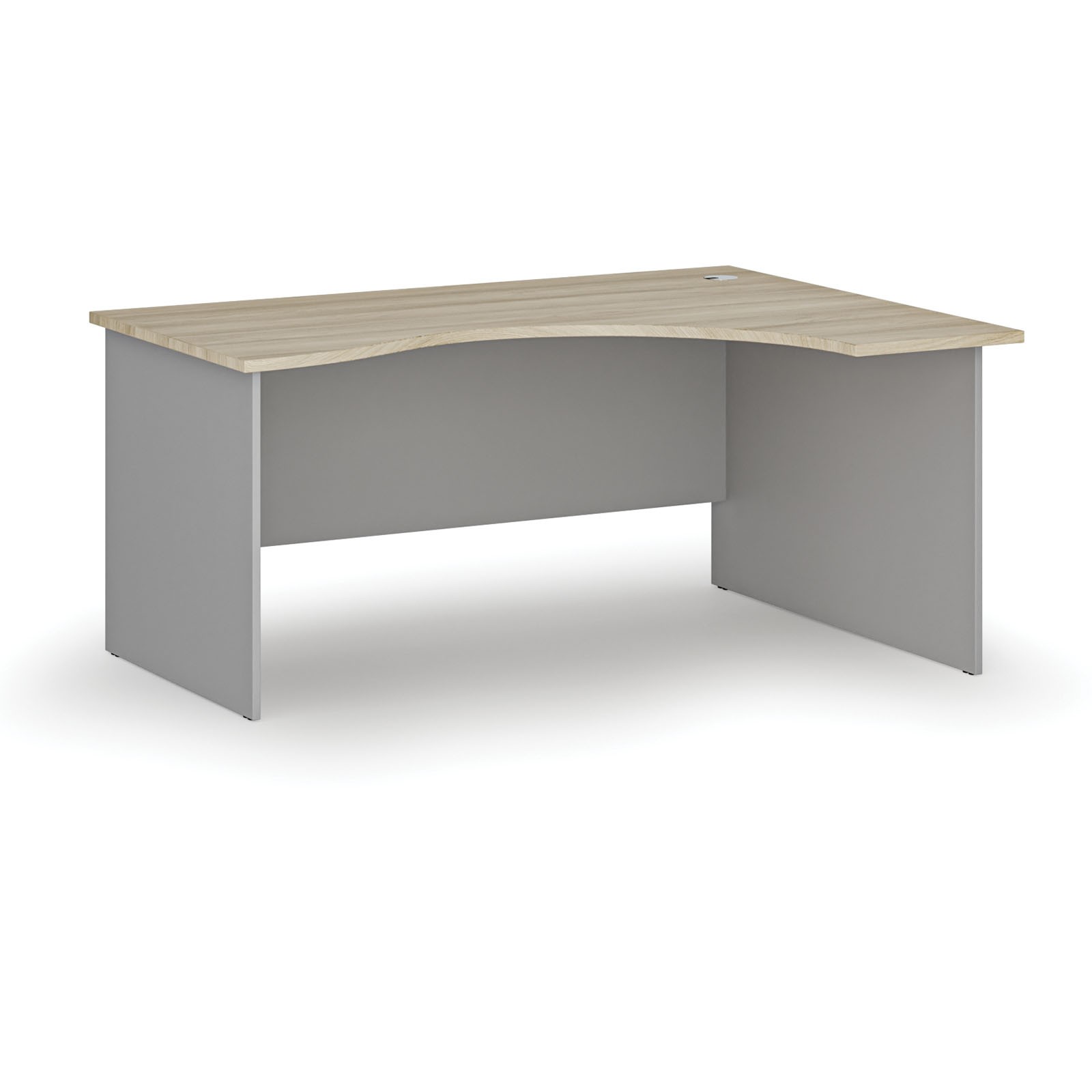 Fotografia produktu: Ergonomický kancelársky písací stôl PRIMO GRAY, 160x120 cm, pravý, sivá/dub prírodný