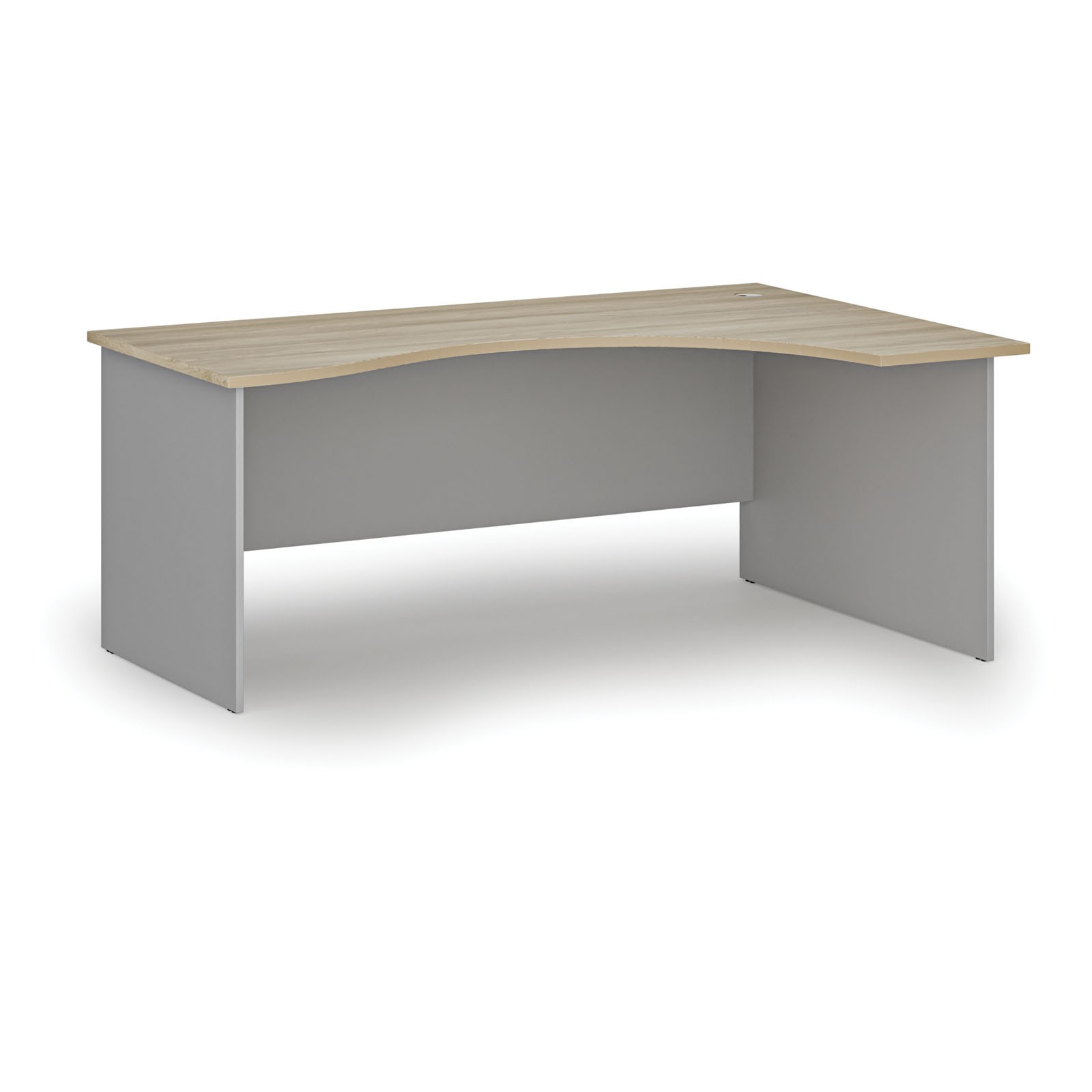 Fotografia produktu: Ergonomický kancelársky písací stôl PRIMO GRAY, 180x120 cm, pravý, sivá/dub prírodný