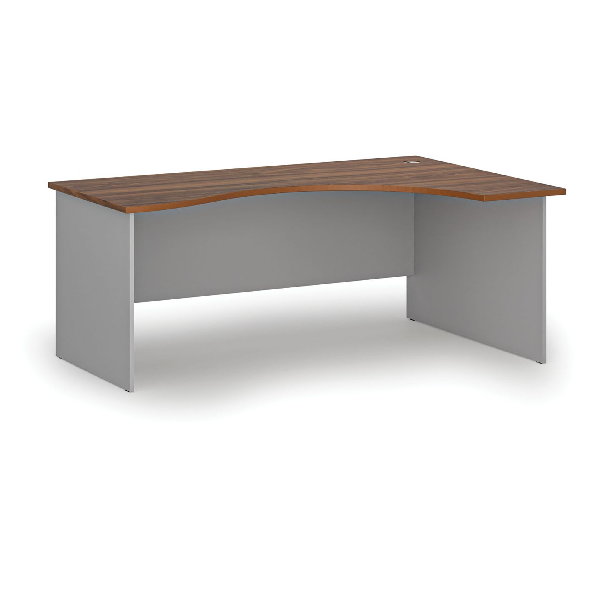 Ergonomický kancelársky písací stôl PRIMO GRAY, 180x120 cm, pravý, sivá/orech