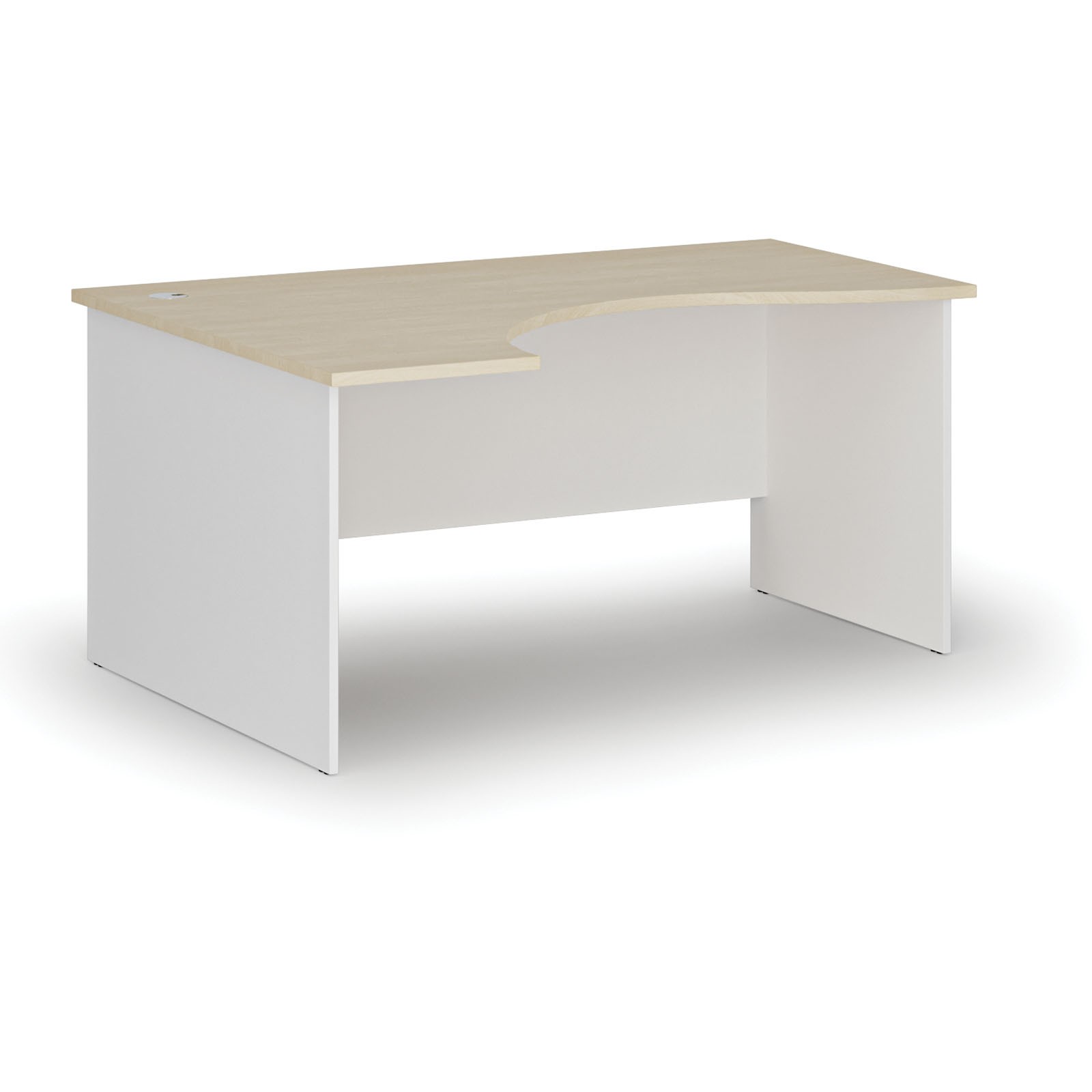Fotografia produktu: Ergonomický kancelársky písací stôl PRIMO WHITE, 160x120 cm, ľavý, biela/breza